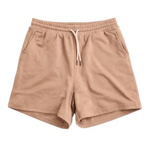 Neutral Beige Drawstring Lounge Shorts Size L Cotton Blend Casual Comfy Shorts